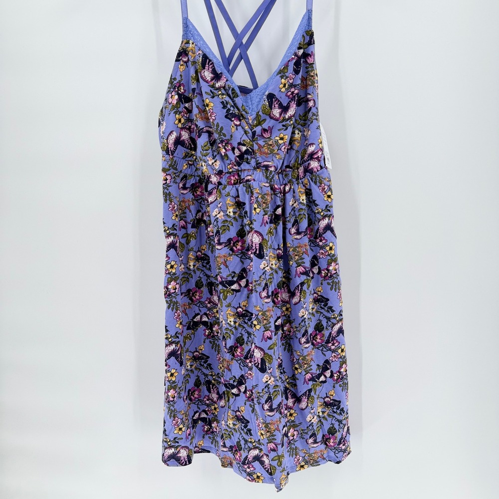 SLEEP BY CACIQUE Butterfly Floral Cotton Nightgown 14/16 New With Tags Lace